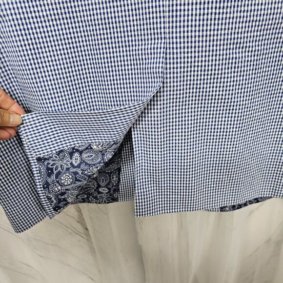 Chaps Blue White Gingham Preppy Single Breasted Blazer Size 44L - Picture 7 of 11